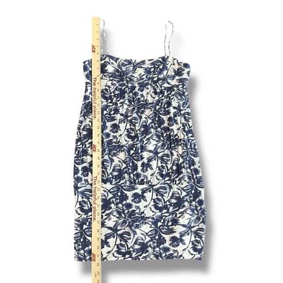 Lisli New York Blue White Floral Print Mini Dress Spaghetti Strap Size M - Picture 5 of 8